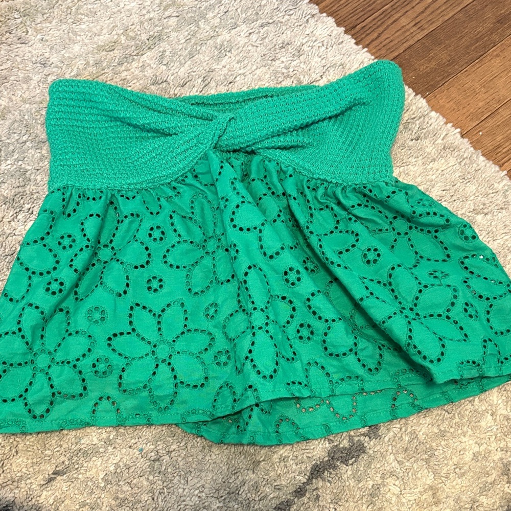 SHEIN Green Floral Lace Blouse